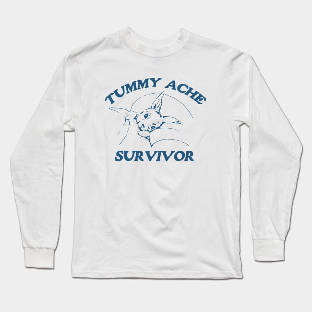 Tummy Ache Survivor T Shirt, Tummy Ache Tee, Meme T Shirt, Vintage Cartoon T Shirt, Aesthetic Tee, Unisex Long Sleeve T-Shirt by Justin green